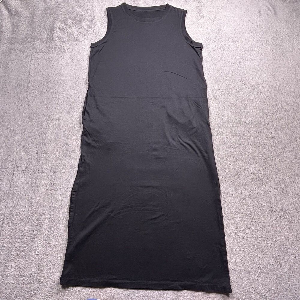 UNIQLO Sleeveless Maxi Dress Womens XXS Black Mercerized Cotton Minimalist